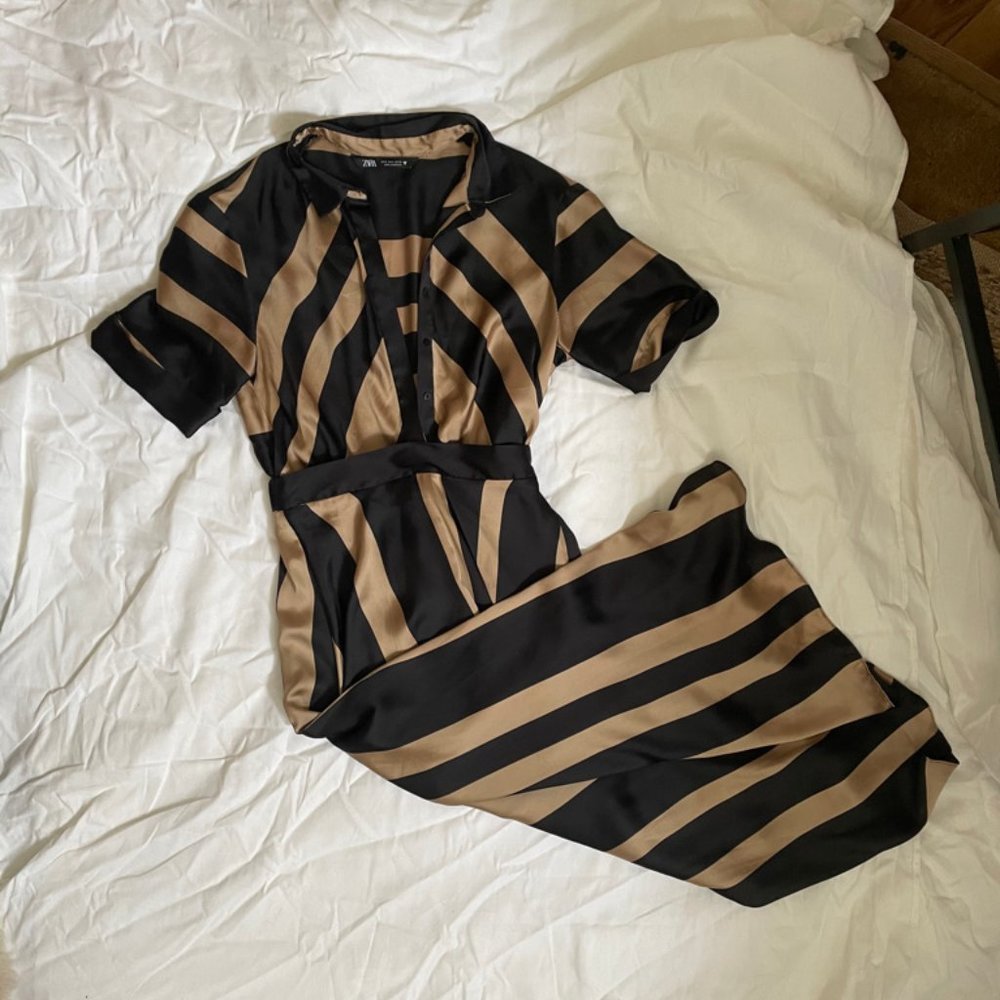 Zara Striped Maxi Dress- Satin